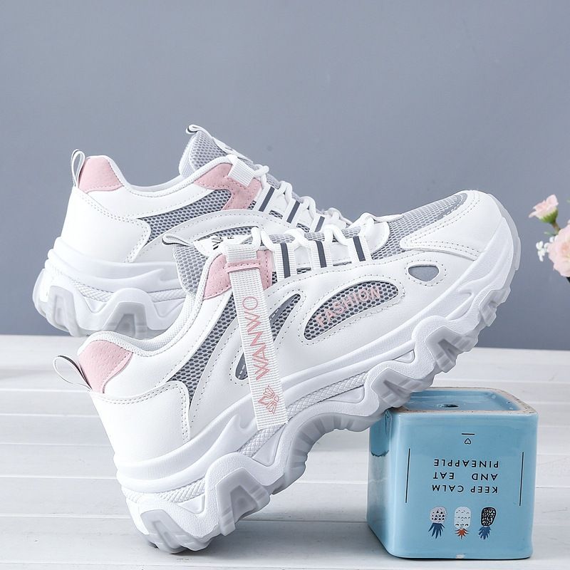 Instagram Korean Edition Dad 2024 Spring and Autumn New Student Sports Women's Trendy Elevated Mesh Casual Shoes Q7811_voghion.com