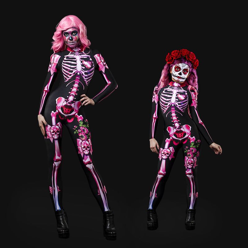 Halloween Costume European and American Prom Skeleton Parent-child Dress Jumpsuit Female_voghion.com
