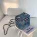 Borsa a tracolla mini in denim trapuntato con catena, stile fashion, per donna_voghion.com