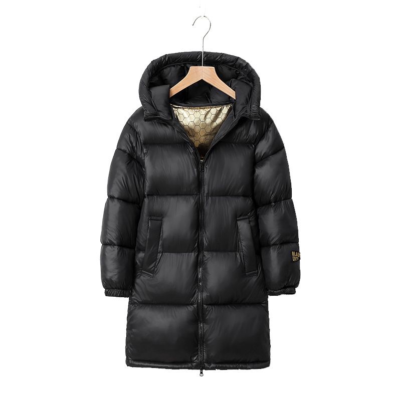 Nuova giacca in cotone riscaldante al grafene per bambini, spessa, nera e dorata, di media lunghezza_voghion.com