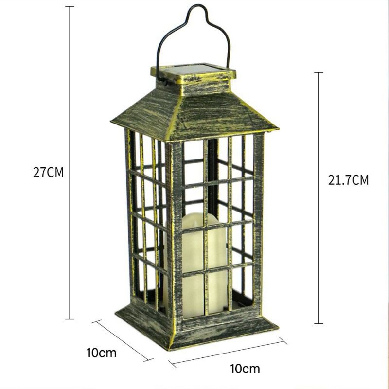 Solarbetriebene hängende Palastlaterne – flackerndes LED-Kerzenlicht für Weihnachts- und Außendekoration (gelb blinkend, 270 mm)​_voghion.com