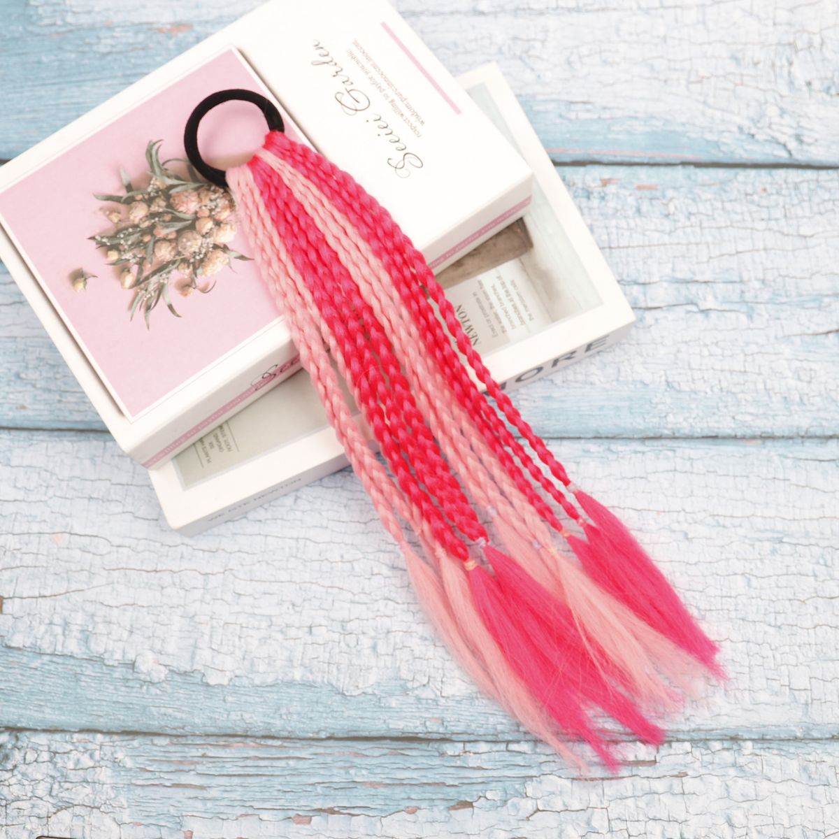 Kolorowe małe warkocze kucyk peruka pierścień trzy pasma warkocz kucyk krótkie gradientowe kolory dredy peruka dziecięca_voghion.com