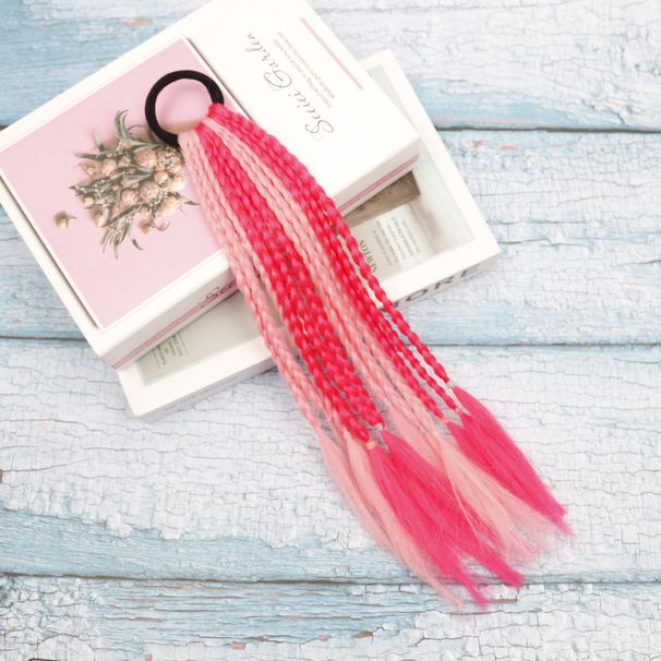 Kolorowe małe warkocze kucyk peruka pierścień trzy pasma warkocz kucyk krótkie gradientowe kolory dredy peruka dziecięca_voghion.com