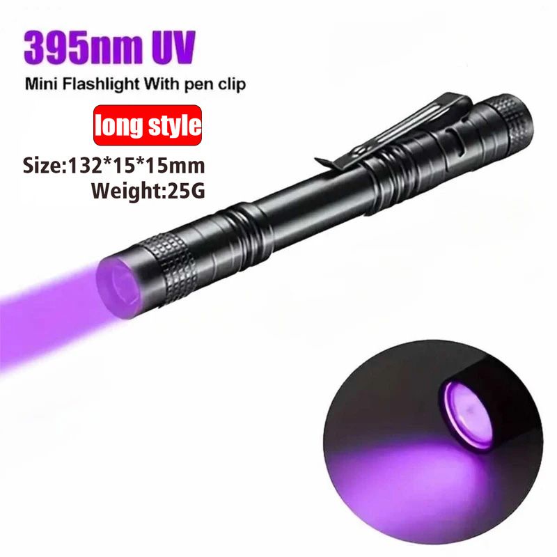 UVFlashlight395nmUltravioletTorchWithPenClipPortableAAABatteriesUsedVioletLightPetUrineScorpionDetectorUVLamp_voghion.com