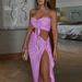 2025 Summer New Style Sexy Slit Bodycon Long Dress Bustier Set Women Two-Piece Vacation_voghion.com