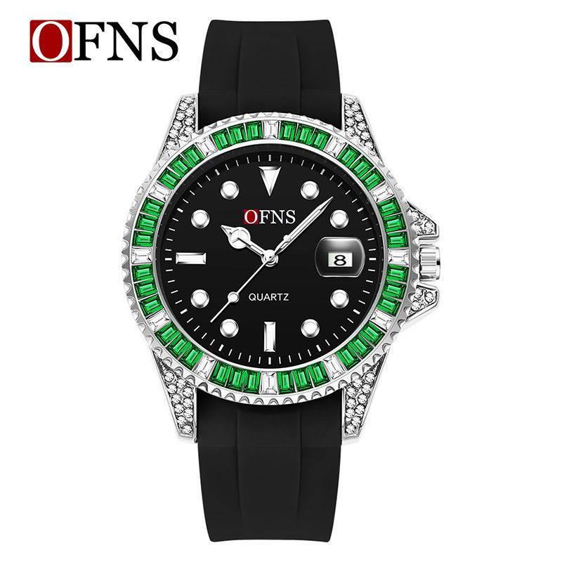 Orologio da uomo classico in stile subacqueo con quadrante luminoso, orologio da polso casual impermeabile con funzione data, cinturino in TPU, orologio luminoso classico verde acqua fantasma_voghion.com