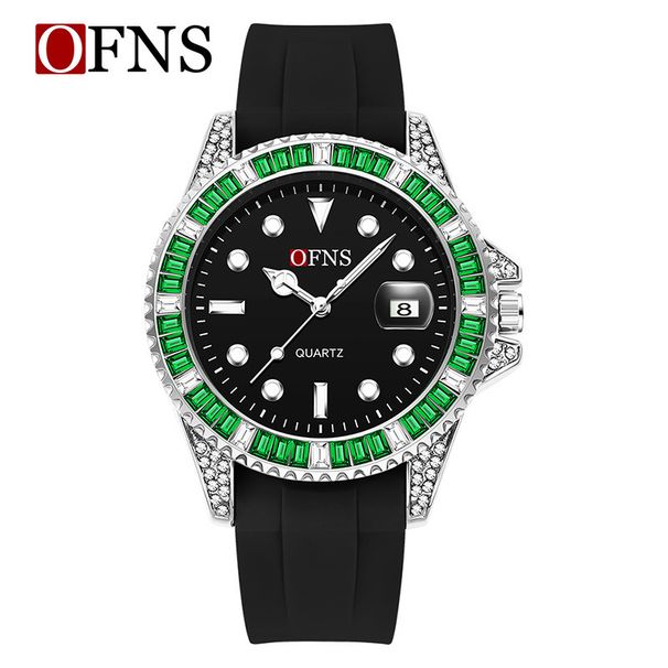 Orologio da uomo classico in stile subacqueo con quadrante luminoso, orologio da polso casual impermeabile con funzione data, cinturino in TPU, orologio luminoso classico verde acqua fantasma_voghion.com