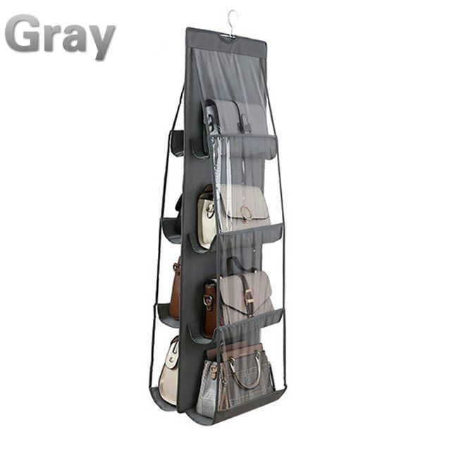 Organizer per borse a 6/8 tasche - Portaoggetti trasparente per borse da appendere, salvaspazio nell'armadio_voghion.com