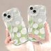 3D wave phone case Compatible for iPhone 15 14 13 12 11 PRO MAX XR XS X 8 7 6 6S PLUS clear quakeproof aesthetic White tulip & Butterfly phone case_voghion.com