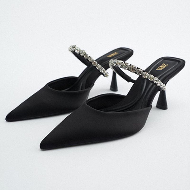 Zomer Nieuwe Grote Maat Buitenlandse Handel Vrouwen S Schoenen Casual Strass Puntschoen Baotou Stiletto Hoge Hakken Slippers_voghion.com