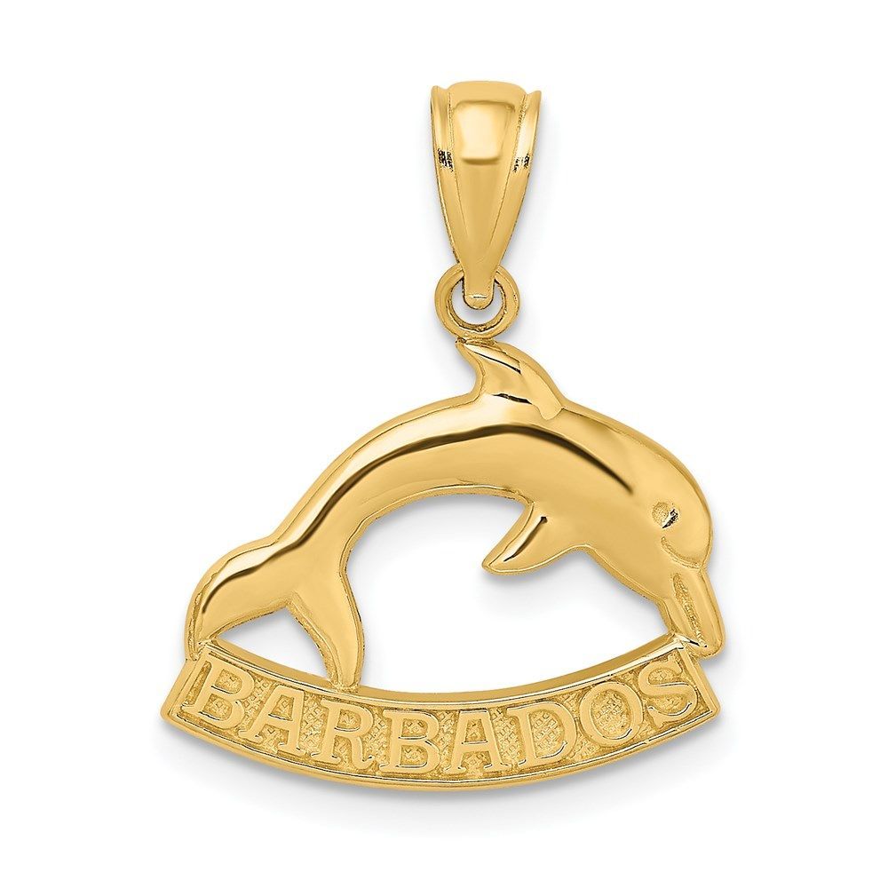 14K Polished BARBADOS Dolphin Charm_voghion.com