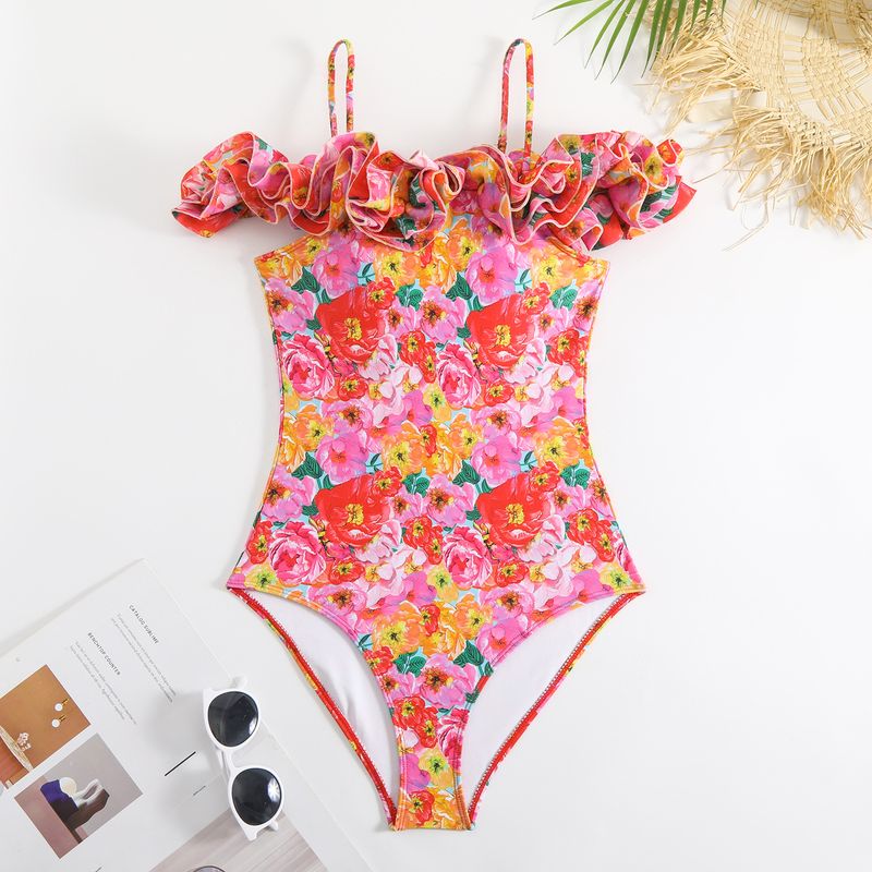 Women's Clothing Printed One-Piece Swimsuit Space Layer Lace Fashion Sexy Two-Piece Chiffon Skirt_voghion.com