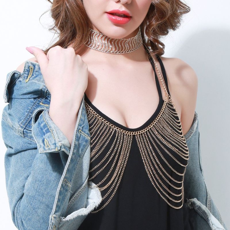Layered Gold Body Chain - Statement Tassel Detail With Exaggerated Length For Bold Styling_voghion.com