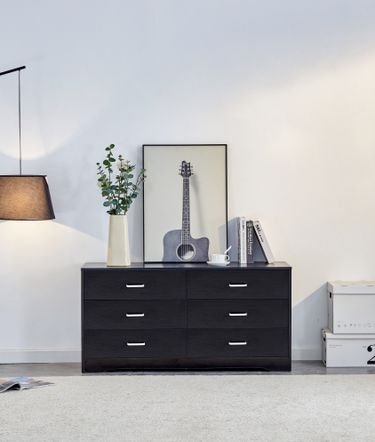 WOOD MDF BOARDS, 6 Drawers Dresser, Black_voghion.com
