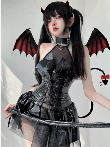 Dark Witch Hollow Sleeveless Christmas Costumes Demon Game Dress Bandage Sexy Lingerie Uniform Halloween Costumes For_voghion.com