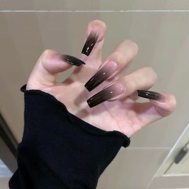 Dark European And American Style Black Gradient Mid-Length Elegant Light Luxury Simple Wearable High-End Whitening Nail_voghion.com