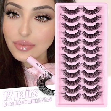 Lash extension set 12 pairs of eyelashes Natural fiber eyelashes thick artificial eyelashes_voghion.com