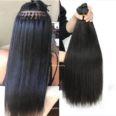 Brazilian Remy Hair Extension Yaki Straight Stick Human Hair 100g_voghion.com