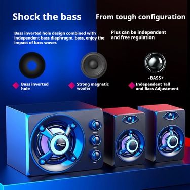 Platinum D208 Computer, Mobile Phone, Laptop, Audio System, Subwoofer, Seven Color Light, Bluetooth Wired Dual-mode_voghion.com