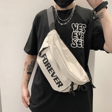 Chest bag men's backpack letters crossbody waterproof waist bag female large capacity shoulder bag sports tide men's bag_voghion.com