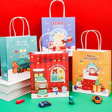 Christmas Gift Bag Snowman Elk Kraft Paper Bag Gift Packaging Bag Christmas Eve Cartoon Gift Bag_voghion.com