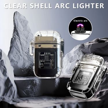 Transparent shell Type-C charging dual arc outdoor lighting lighter Wear COB lights in the field_voghion.com