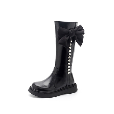 Girls leather boots children 2023 spring and autumn new style long boots little princess fashionable cotton boots wholesale_voghion.com