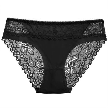 2025d New Mid-Waist Lace Sexy Seamless Breathable Women's Hollow Out Solid Color Comfortable Girl's Underwear_voghion.com