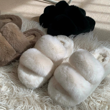 Woman Fleece Closed-Toe Open-Toe Summer Autumn Outdoor Warm Soft Non-Slip Slippers_voghion.com