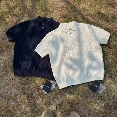 Men's Clothing Old Money Style Knitted Polo Shirt Men's Short Sleeved Summer New Retro Shirt Lapel T Shirt High End_voghion.com