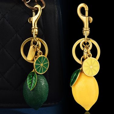 New Creative Resin Simulation Fruit Lemon Car Bag Pendant Couple Keychain Gift_voghion.com