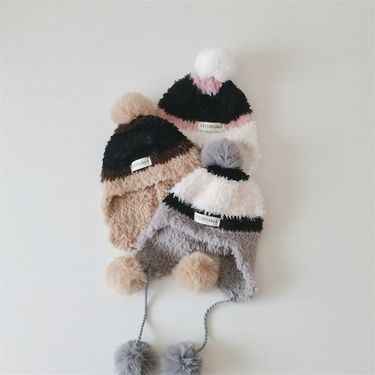 Kids'caps Winter New Plush Ear-protection Parent-child Stylish Warm Pullover Children's Hat_voghion.com