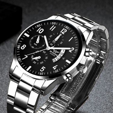 1PC Men's Luxury Watch Fashion Business Calendar Men's Steel Belt Watch Men's Christmas Valentine's Day Gift_voghion.com