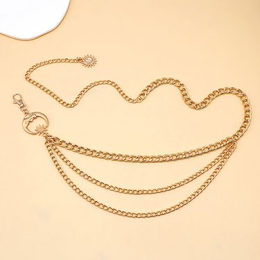 HOT 1Pc Women Waist Chain Belt for Dress Skirt Belts with Moon Star Waistbands Gold Sier Ladies Clothing Accessories_voghion.com