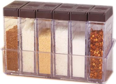 6-Box Jars, Salt And Pepper Jar Set, Transparent Spice Storage Box Set_voghion.com
