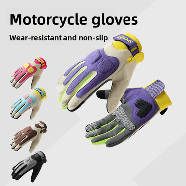 Summer Riding Men Sun Protection Women Rider Color Block Thin Non-Slip Wear-Resistant Macaron Motorcycle Gloves_voghion.com