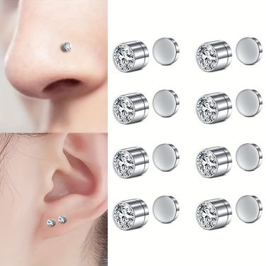 2-Piece Magnetic Faux Nose Studs, Personalized Punk Style, Fashion Women's Nose Jewelry Set, No Piercing Required, Vintage Style_voghion.com
