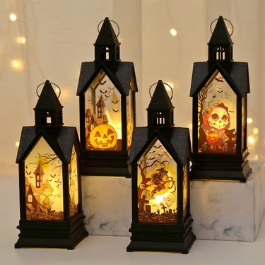LED Halloween Castle Ghost Candle Light - Spooky Party Decor With Witch, Scarecrow, Pumpkin & Skeleton Designs - Battery_voghion.com