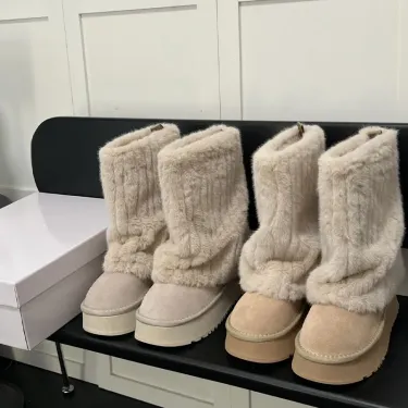 Designer Shark New Icelandic Women Platform Pant Autumn Winter Half Snow Fashion Western Knight Boots Top Quailty Shoes_voghion.com