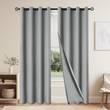 Double Sided Polyester Pongee Full Blackout Perforated Blackout Curtains Finished Curtains_voghion.com