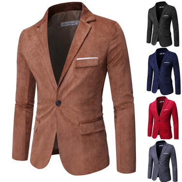 2024 New Men's Corduroy Small Casual Business Professional Single Suit Coat Men_mkmklike.com