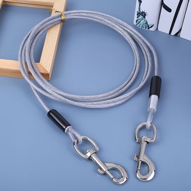 Double-Headed Two-in-One Extended Iron Steel Wire Pet Supplies Training Leash Dog Chain Traction Rope_voghion.com