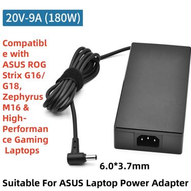 180W Power Adapter Suitable For ASUS Laptops 20V 9A Charger With 6.0x3.7mm, Compatible With ASUS ROG Strix G16/G18, Zephyrus M16_voghion.com
