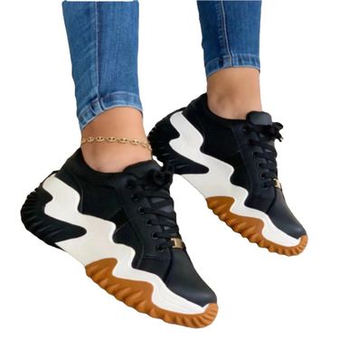 Models With Increased Height Thick-soled Platform Heels Casual Lace-up Shoes Large Size Women's Shoes_voghion.com