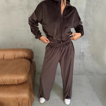 Trendy Women's Zip-Up Hoodie & Jogger Pants Set – Long Sleeve Streetwear Outfit (S-XL) | Cozy Fleece Loungewear For Fall_voghion.com