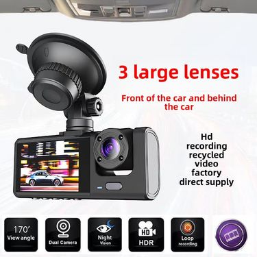 Cross-border driving recorder three-lens three-recording car front car rear panoramic double-lens reversing Image wholesale_voghion.com