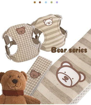 INS Korean Cute Bear Series Pet Harness For Teddy And Bichon, Outdoor Dog Leash_voghion.com