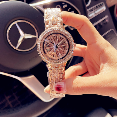 Internet famous new for women, fashionable full diamond steel band, constantly running quartz watch, waterproof and_voghion.com