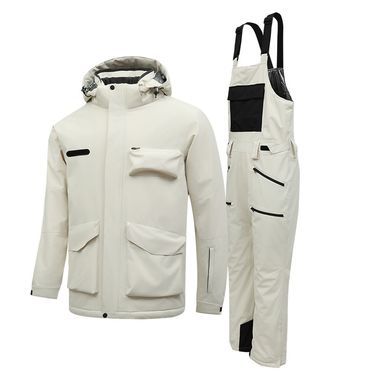 Men's Workwear Ski Suit Set For Winter Snowboarding, Mountain Climbing, Warm Shoulder Straps, Fashionable Ski Pants, Ski Clothes_voghion.com