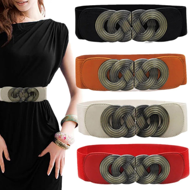 European and American Fashion Versatile Elastic Women's Lengthened Waist Cover, Fat Man Ancient Bronze Old Buckle, Large Size, Enlarged Belt Women_voghion.com